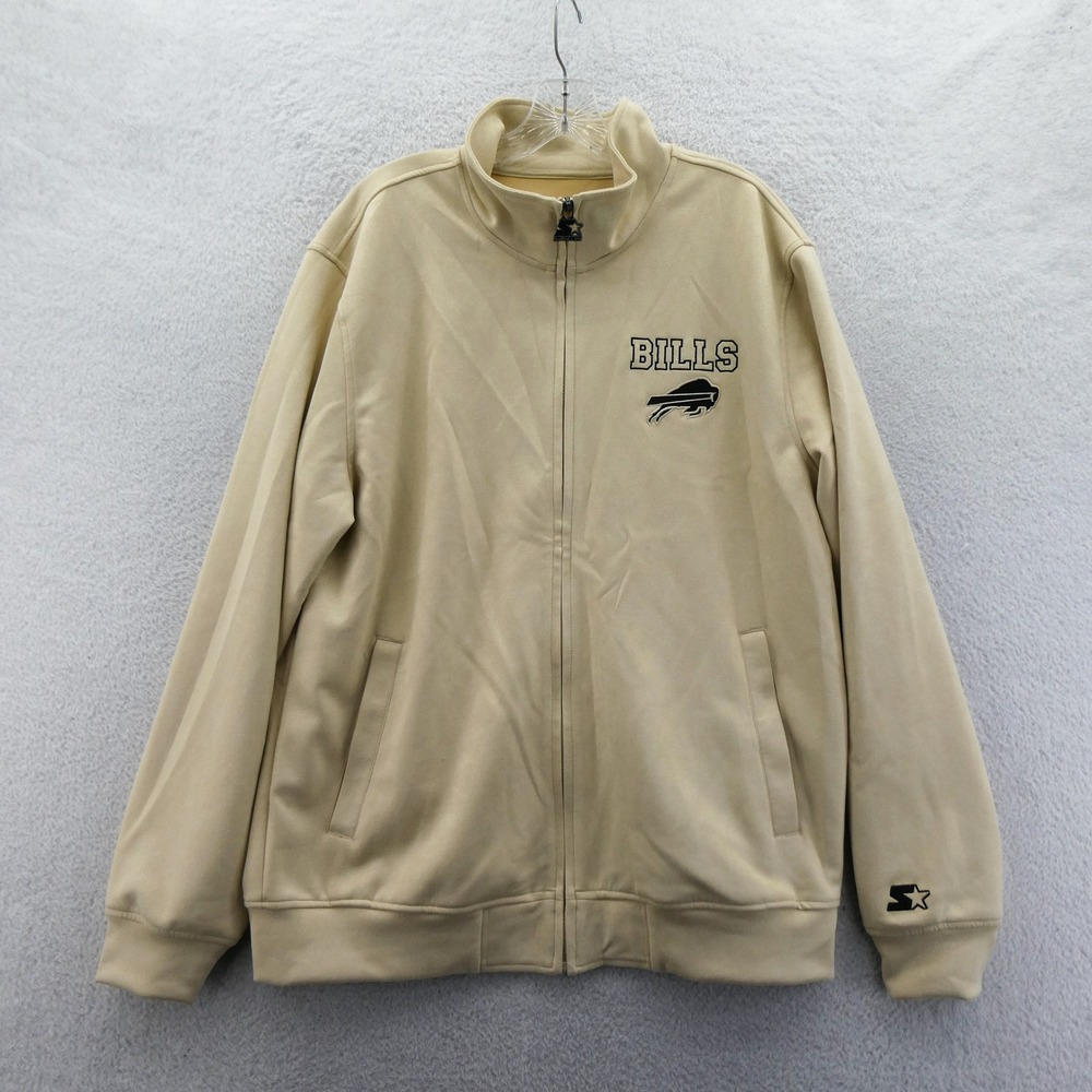 Starter Jacket Mens Large Buffalo Bills Tan Full Zip Vintage Mid Y2K Track NFL